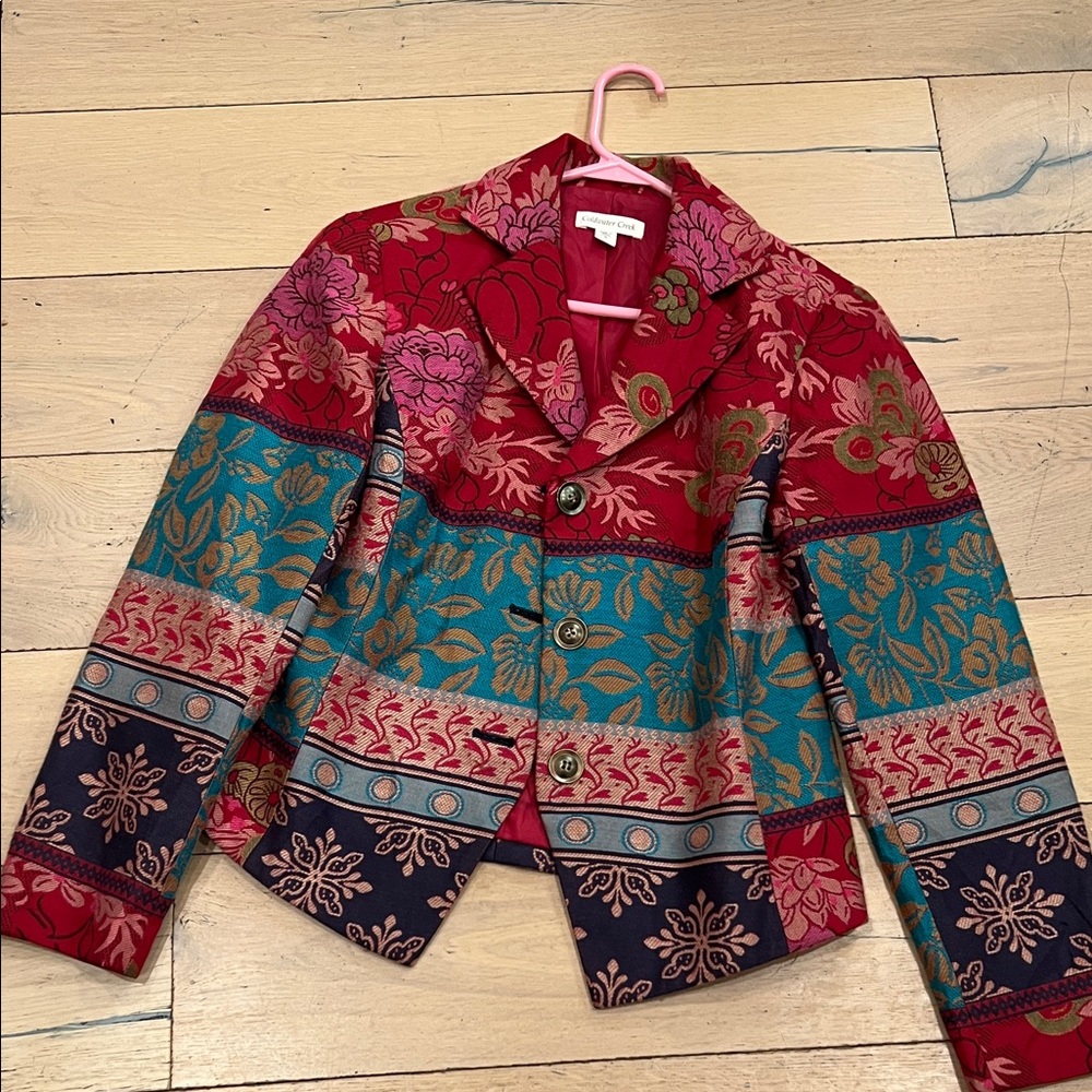 Coldwater Creek Red and Blue Patterned Blazer, 8